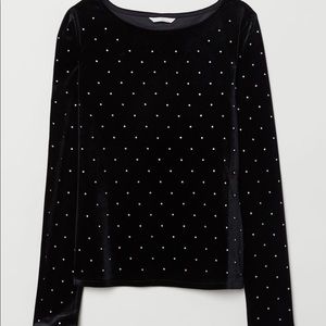 Velour long sleeve blouse